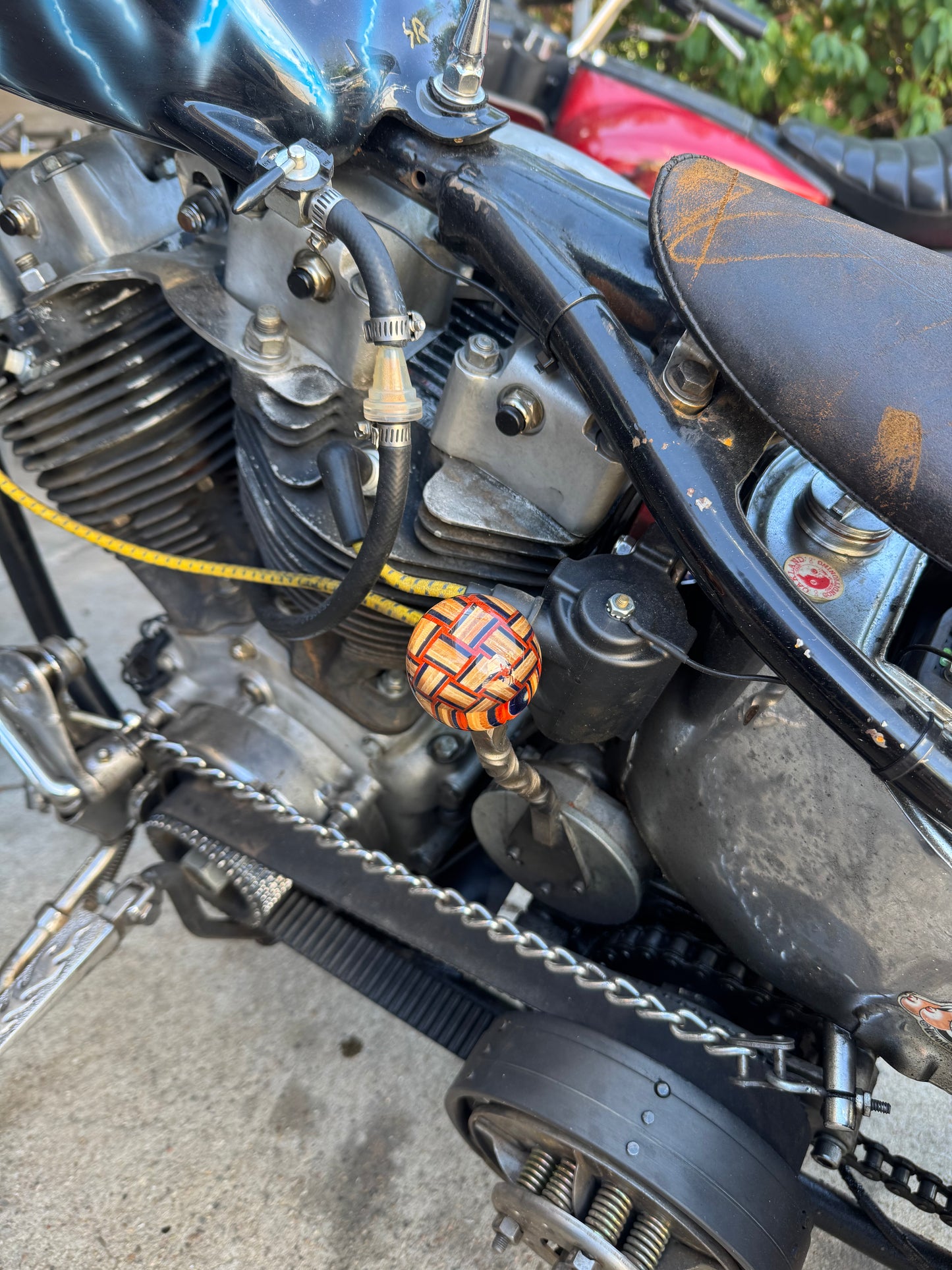 Recycled skateboard basket weave marble shift knob