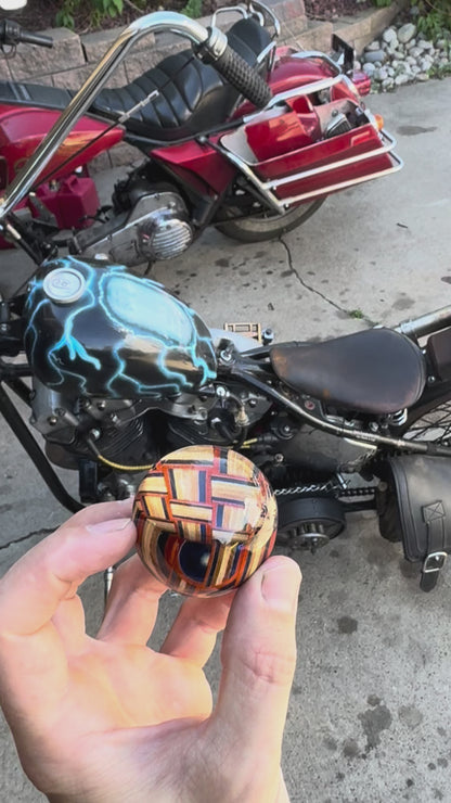 Recycled skateboard basket weave marble shift knob